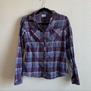 Columbia Purple Plaid Button Up Flannel XS